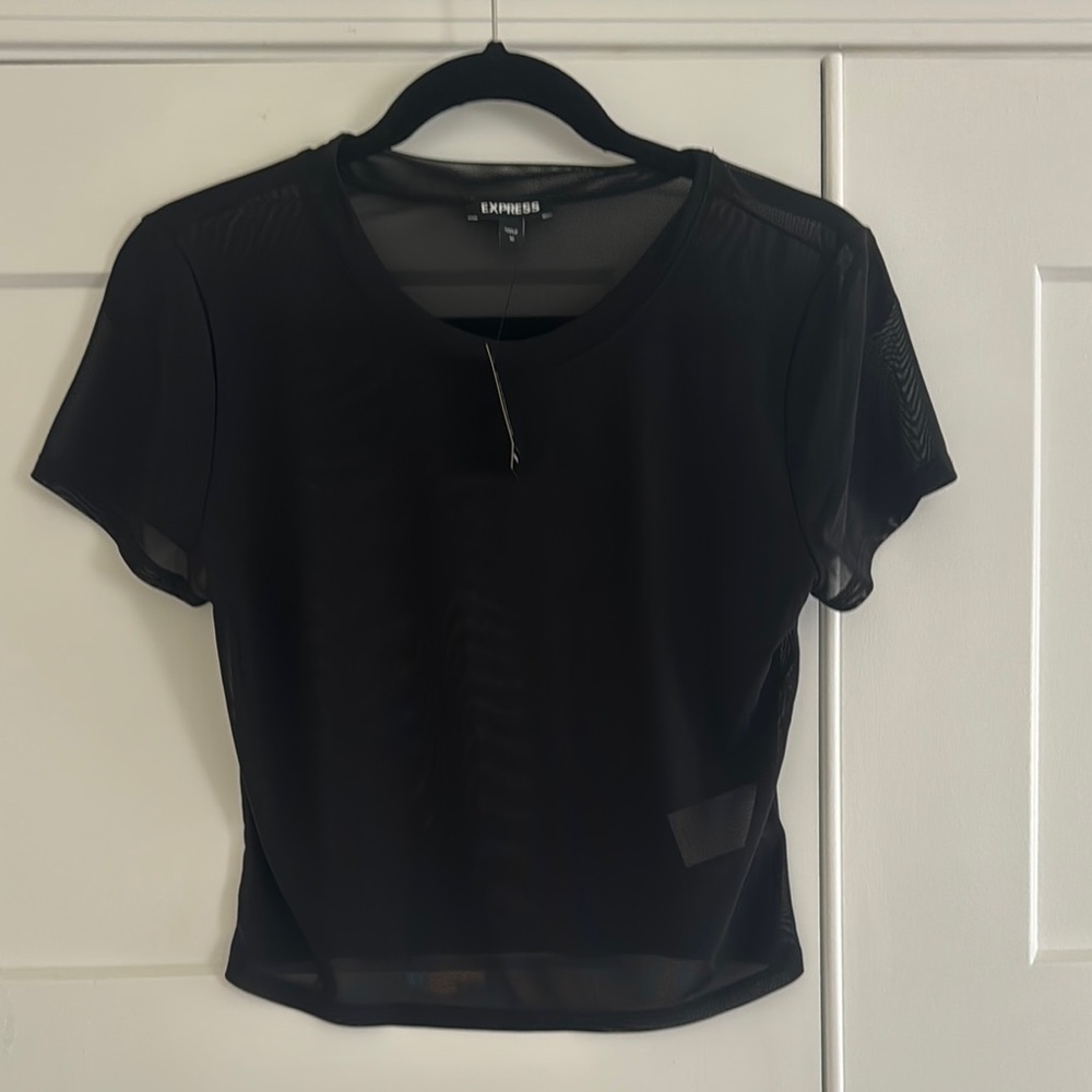 Express Black Mesh Women's Top